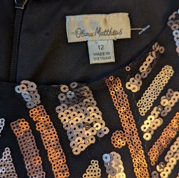 Olivia Matthews sz12 Metallic geometric sequin wiggle dress NWOT - Picture 3 of 6